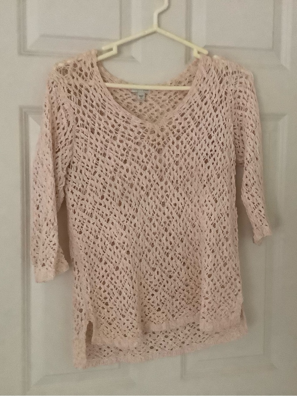 J. Jill Blush Open-Knit V-Neck Sweater